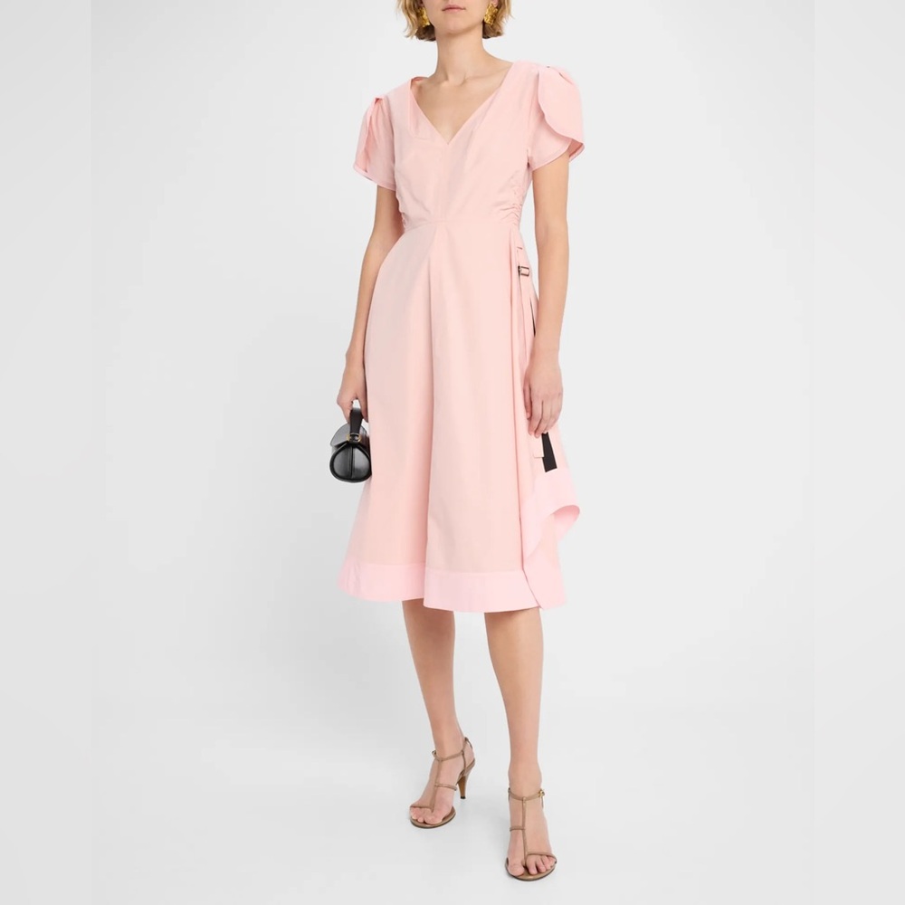 3.1 Phillip Lim Tulip Sleeve V Neck Midi Dress in‎ Petal Pink Medium